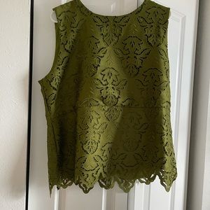 Lace green Ann Taylor Sleeveless Top